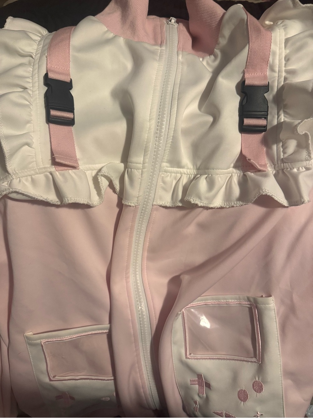 AC/DC Rag Pastel Pink and White Zip Jacket